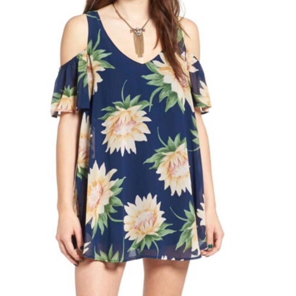 Show Me Your Mumu Birdie Ruffle Sunflower Tunic Top Women XS